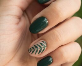 green manicure art close up photo