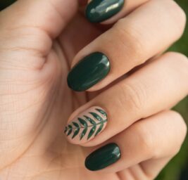 green manicure art close up photo