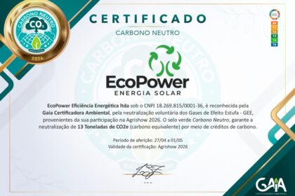 Neutralização de GEE: EcoPower é certificada na Agrishow
