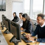 call center agents working