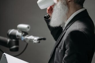 a scientist testing a device