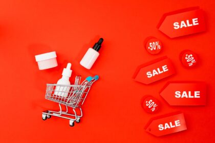 flat lay of shopping cart